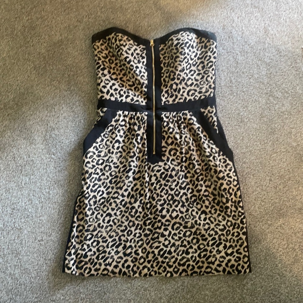 Rebecca Taylor size 4 strapless leopard dress